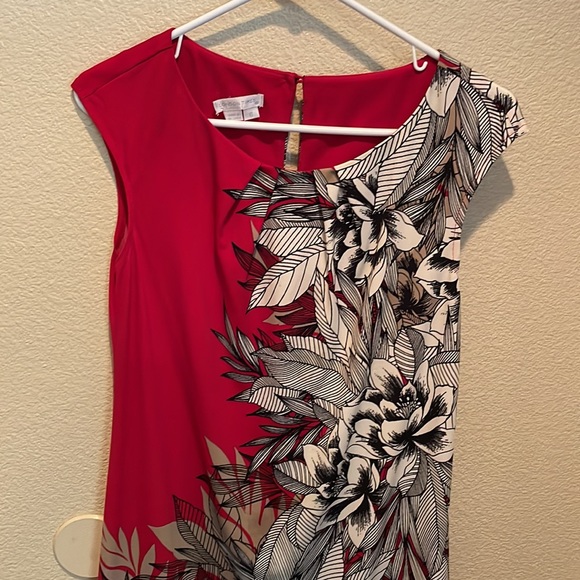 London Times sleeveless red/white/black dress - Picture 2 of 4